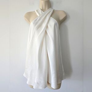 A.L.C. Arvid Twist-Front Crepe Top In Off-white NWOT